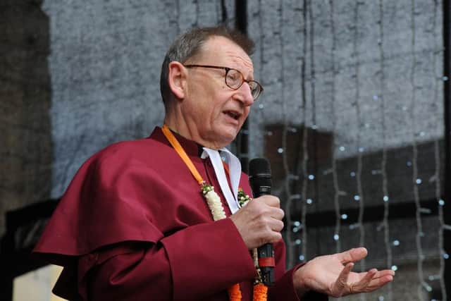 Diwali celebrations in the City Centre. 2018 The Very Revd. Christopher Dalliston, Dean of Peterborough Cathedral EMN-181027-170022009