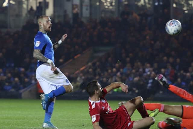 Posh star Marcus Maddison opens the scoring againt Accrington Stanley. Photo: Joe Dent/theposh.com.