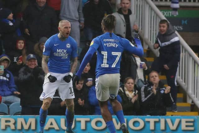 Posh man-of-the-match Marcus Maddison celebrates his goal against Coventry. Photo: Joe Dent/theposh.com.