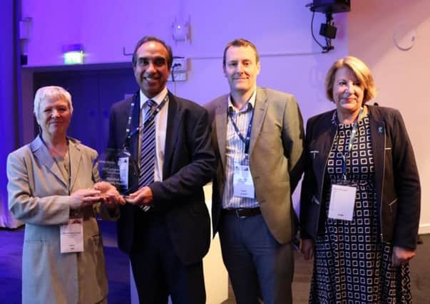 Dr Amrit Takhar (second from left) with award presenters: Prof Amanda Howe, Dr Nicholas Thomas and Prof Carolyn Chew-Graham
