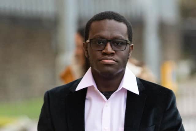 Deji Olatunji arives at Court. 
Crown Court, Cambridge
Friday 25 October 2019. 
Picture by Terry Harris. THA