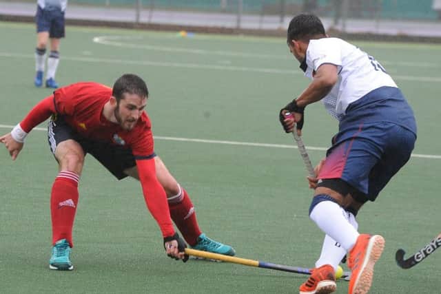 City of Peterborough (red) v Sheffield Hallam at Bretton Gate. Photo: David Lowndes.