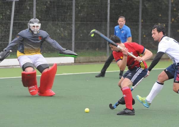Action from City of Peterborough (red) v Sheffield Hallam. Photo: David Lowndes.