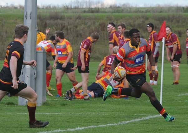 Mooki Tshepo Otto almost scored a great try for Borough at Wellingborough.
