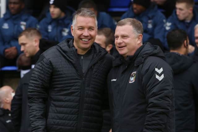 Peterborough United Manager Darren Ferguson and Coventry City manager Mark Robins before Saturday's match. Photo: Joe Dent/theposh.com