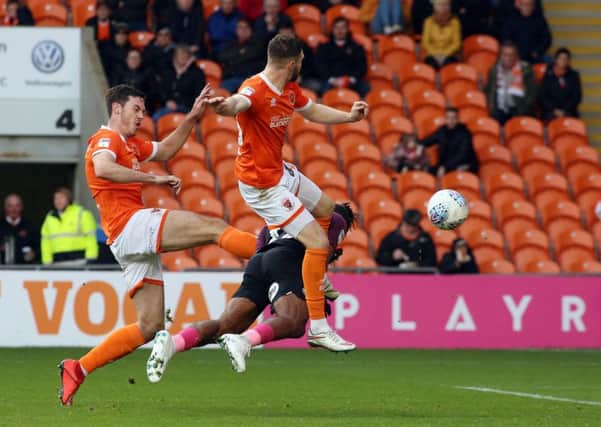 Ivan Toney of Peterborough United scores to make it 2-2  at Blackpool. Photo: Joe Dent/theposh.com.