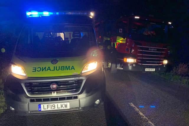 The emergency services at New Cut in Thorney. Photo: Cambridgeshire police