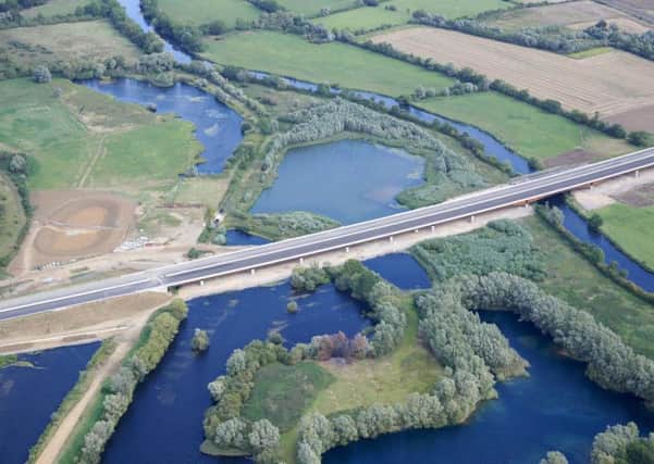 The 750m long viaduct carries the new A14 over the River Great Ouse