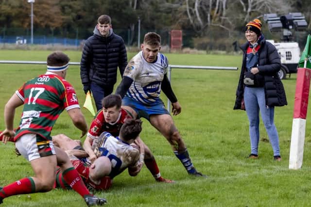 Oakeley Melish is about to power over for Peterborough Lions against Sandbach. Photo: Mick Sutterby.