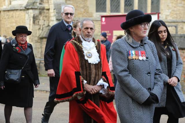 Remembrance Sunday in Peterborough City Centre. The procession to the Cathedral EMN-191011-212933009