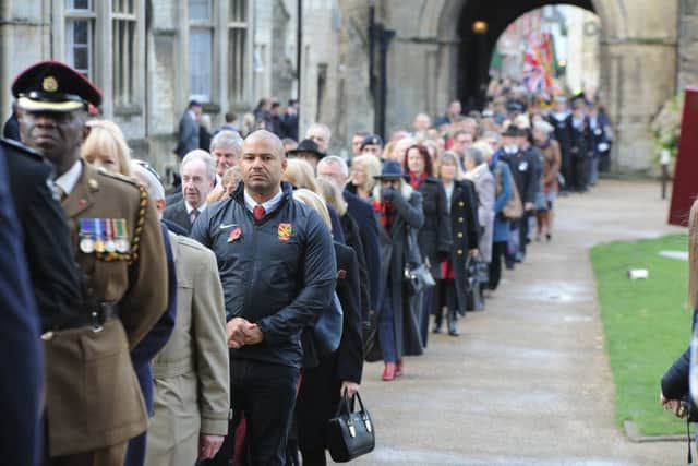 Remembrance Sunday in Peterborough City Centre. The procession to the Cathedral EMN-191011-212944009
