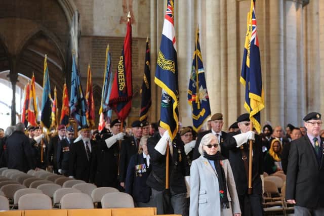 Remembrance Sunday in Peterborough City Centre. Peterborough Cathedral Service of Remembrance EMN-191011-212955009
