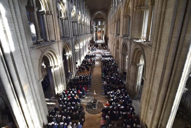 Remembrance Sunday in Peterborough City Centre. Peterborough Cathedral Service of Remembrance EMN-191011-212350009