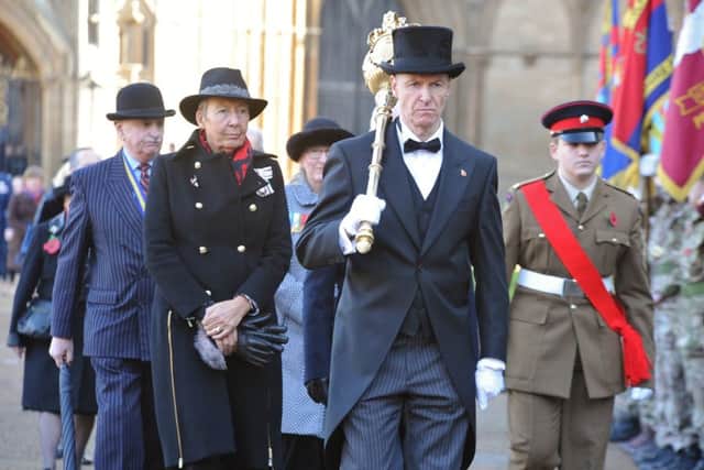 Remembrance Sunday in Peterborough City Centre. The City Centre marchpast. EMN-191011-212423009