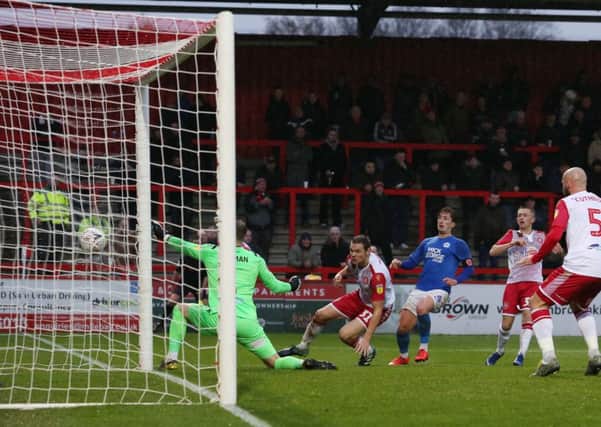 Action from Saturday's FA Cup first round tie between Stevenage and Posh. Photo: Joe Dent/theposh.com.