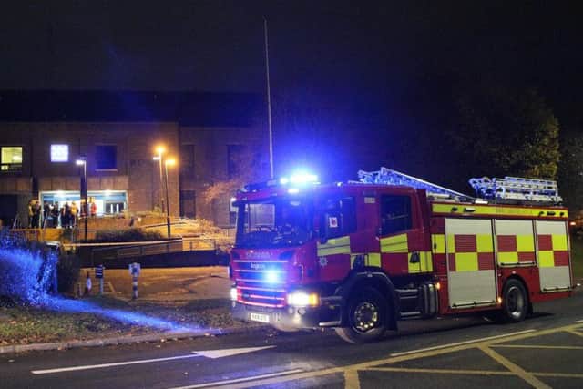 A fire engine outside Thorpe Wood Police Station. Photo: Terry Harris