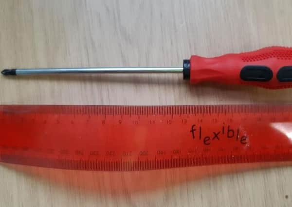 The screwdriver brandished by Daren Morris. Photo: Cambridgeshire police
