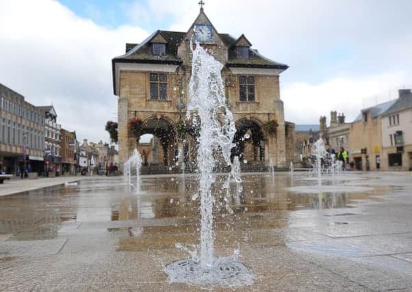 The fountains in Cathedral Square, Peterborough city centre. Photo: Rowland Hobson