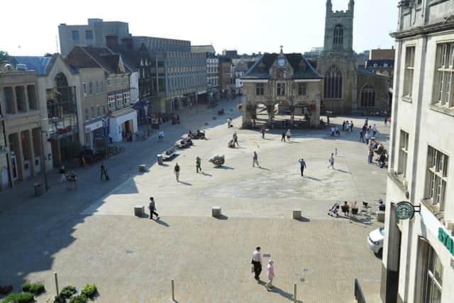 Cathedral Square and the Guildhall, Peterborough city centre. Photo: David Lowndes