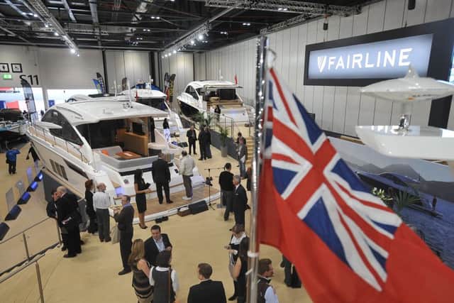 Luxury boat builder Fairline at its stand at the London Boat Show 2014