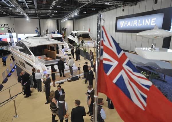 Luxury boat builder Fairline at its stand at the London Boat Show 2014
