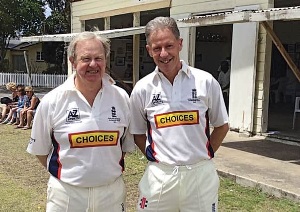 Nick Andrews (right) has been selected to play for England Under 60s against Scotland and Australia. Andrews is pictured with England team-mate Stuart Unwin.