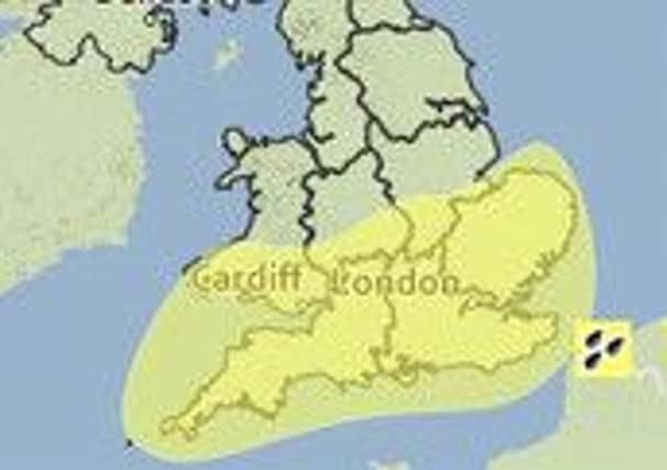 Rain and thunderstorm warning issued by Met Office