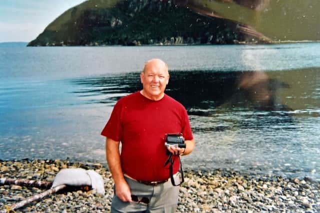 Pammy's late husband John is pictured on a happier holiday