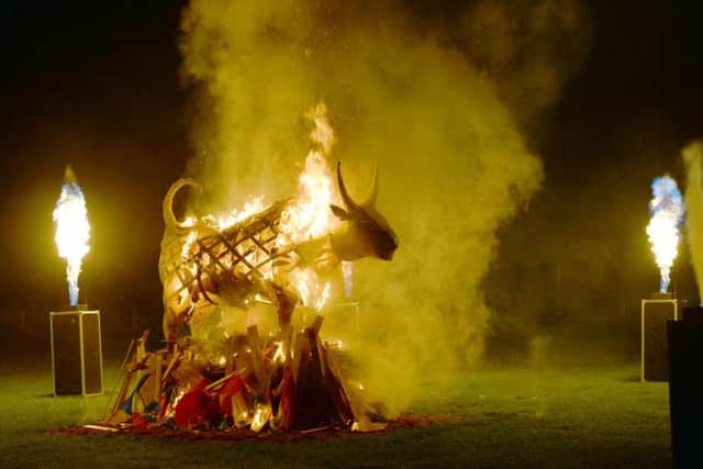 Stamford Georgian Festival 2015
The bull is set alight on The Meadows
Photo: David Pearson