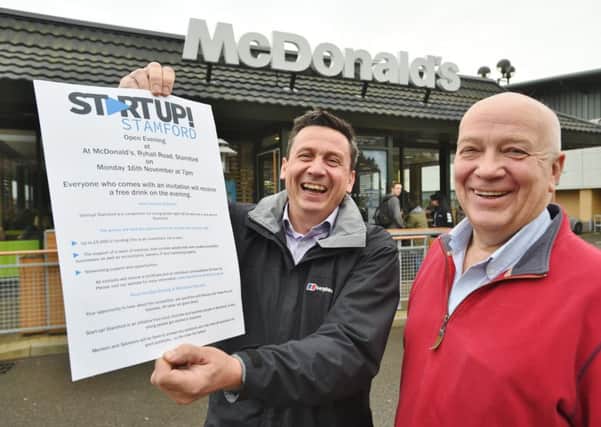 McDonald's Stamford owner   Matt Jarrett with  Martin Fox from Startup, Stamford. EMN-150411-165741009