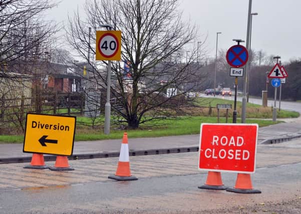 The road closure in place in Holbeach Road at the A151/A16 junction where a fatal accident took place on Saturday morning. Photo by Tim Wilson: SG090116-105TW.