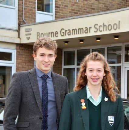 Bourne Grammar School students and Deepings Swimming Club pair Alex Wray and Isabel Spinley, both of Bourne.  Photo by Tim Wilson.