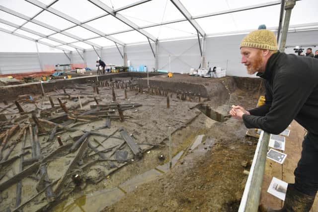 Bronze Age village dig at Whittlesey brick pits at Must Farm Quarry, Funtham's Lane. Director of excavations Mark Knight EMN-161101-180722009