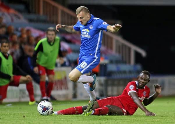 Harry Anderson in action for Posh against Charlton in the Capital One Cup earlier this season. Photo: Joe Dent/theposh.com.