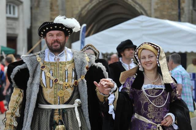 Heritage Festival 2014 in the City Centre and Cathedral Grounds. Pictured are  Henry VIII and Katharine of Aragon in the Parade EMN-140621-173406009