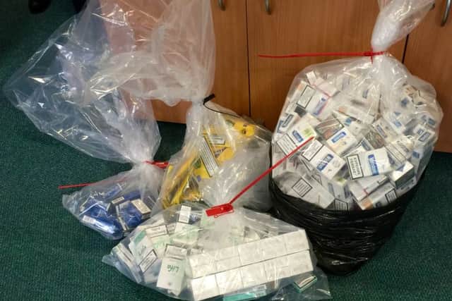 The seized illegal cigarettes and tobacco
