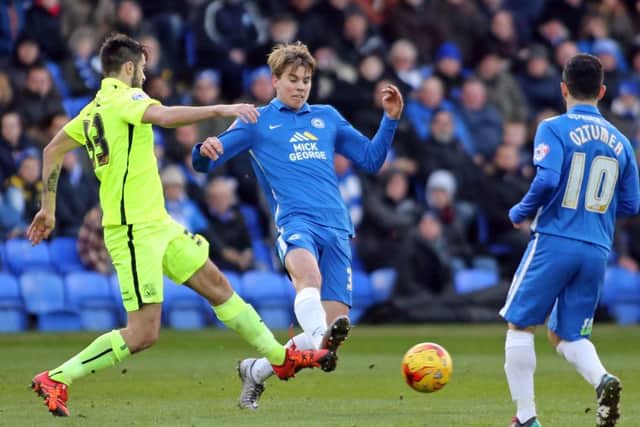 Posh midfielder Martin Samuelsen in action against Southend. Photo: Joe Dent/theposh.com.