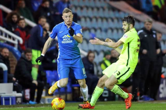 Marcus Maddison in action for Posh against Southend. Photo: Joe Dent/theposh.com.
