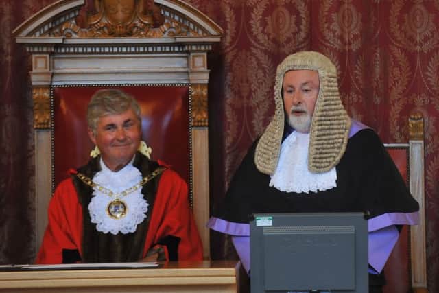 His Honour Judge Murphy who was installed as Honorary Recorder of Peterborough at the Town Hall EMN-140726-223937009