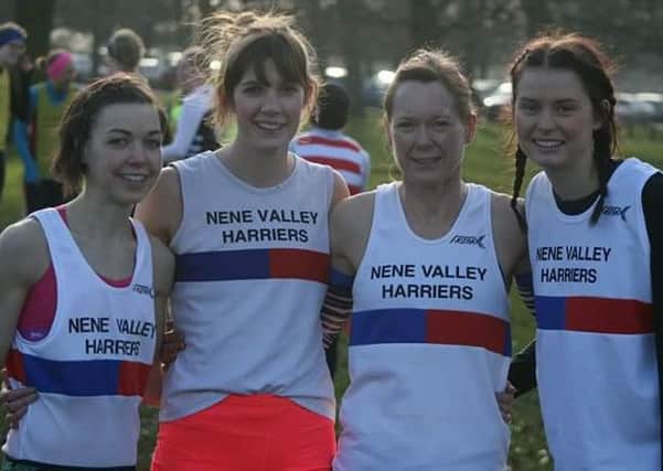 Pictured are members of the Nene Valley Harriers senior ladies tea. From the left they are Grace Mullins, Cat Foley-Wray, Nicky Morgan and Chloe Pavey.