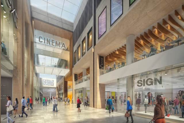 An image shows how the planned cinema will appear in the Queensgate shopping centre.