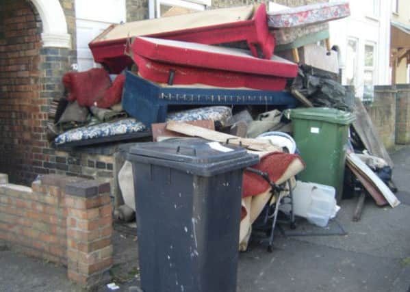 Rubbish piled up outside a property in Peterborough