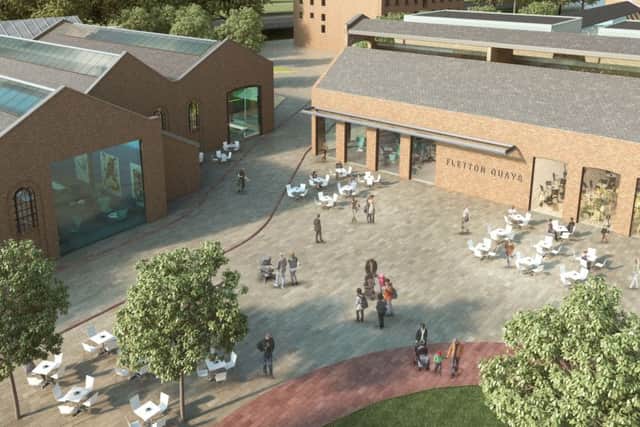 This image shows how the refurbished railway sheds at Fletton Quays should appear.