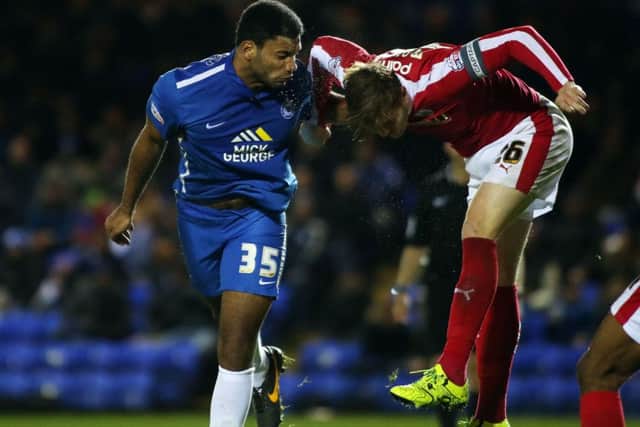 Miles Addison scores for Posh against Barnsley. Photo: Joe Dent/theposh.com.