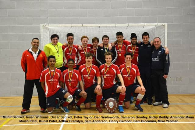 The City of Peterborough Under 18 squad after their victory in the East Regionals Final of the National Under 18 Indoor competition.