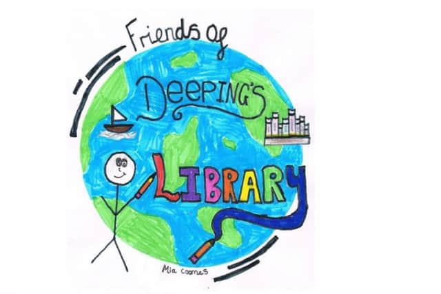 The Friends of Deepings Library logo, designed by Deeping St James Primary School pupil Mia Coomes EMN-140407-164755001