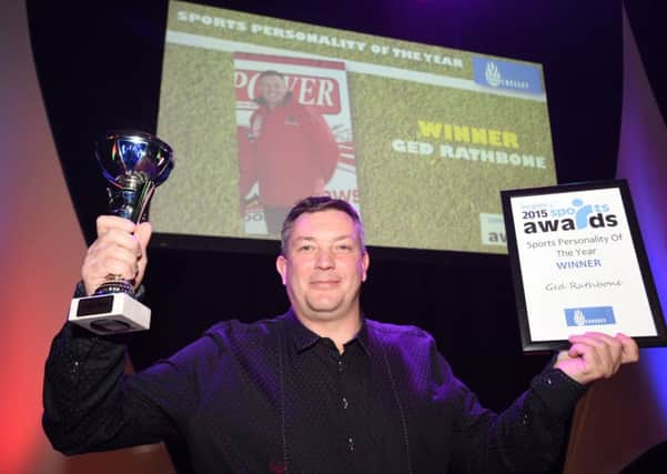 Ged Rathbone with his Sports Personality of the Year prizes. Photo: David Lowndes.