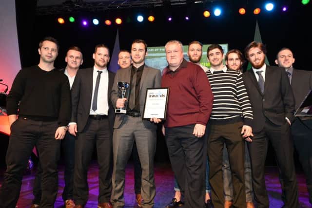 Winners Peterborough Phantoms ice hockey team with PT Team of the Year sponsor Stephen 'Tommy' Cooper from Sports Ground Development.