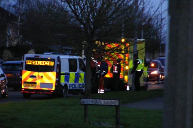 Police at the scene of the stabbing. Picture by PT reader Penelope Ann Ayton.