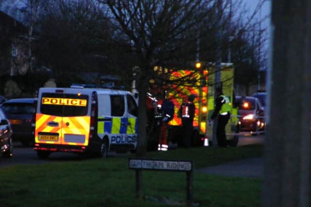 Police at the scene of the stabbing. Picture by PT reader Penelope Ann Ayton.